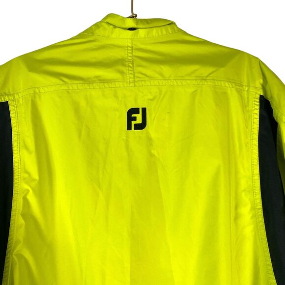 DryJoys FootJoy Golf Rain Shirt Jacket Mens M Yellow Short Sleeve 629 - Picture 7 of 9